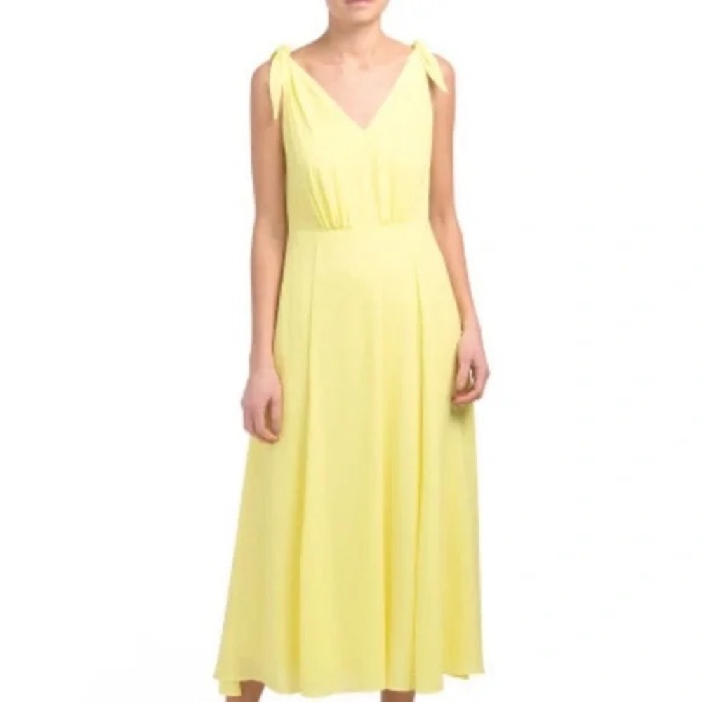 NWT Betsy Johnson Pebble Crepe V-Neck Shoulder Tie Dress